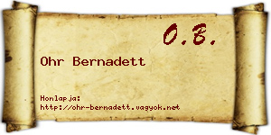 Ohr Bernadett névjegykártya